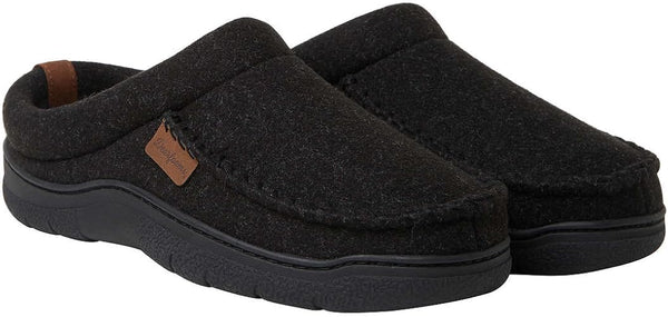 Dearfoams Men's Clog Style Memory Foam Slippers Wool Blend