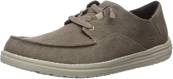 Skechers Men Melson Volgo Canvas Slip On Moccasin Shoe-Brown