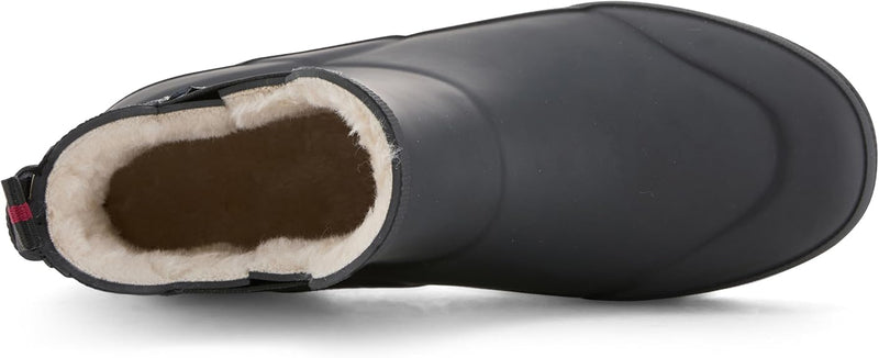 Tretorn Lina Womens Chelsea Rain Boots Black Rubber Fur Lined