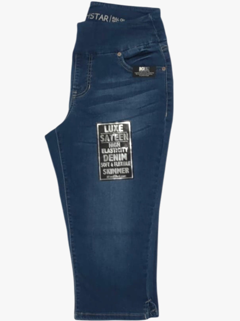 Stitch Star Pull On Capri Women Luxe Sateen High Elasticity Denim Soft & Flexible