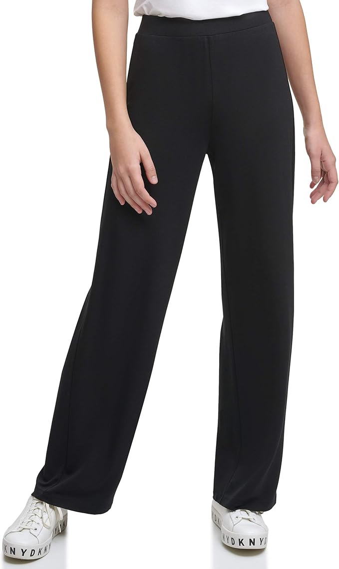 DKNY Women Pull on Wide Leg Pants-Black