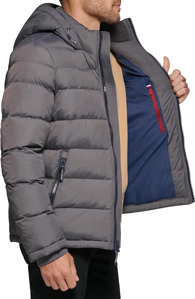 Tommy Hilfiger mens Hooded Puffer JacketDown Alternative Coat