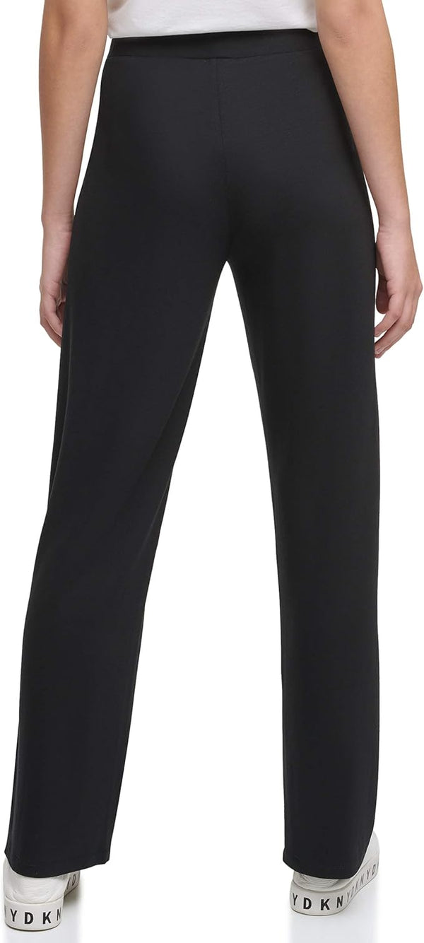DKNY Women Pull on Wide Leg Pants-Black