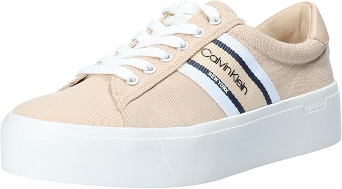 CalvinKlein Women's Lace-Up Fabric Sneakers Comfortable Shoe Suitable for All Occasions