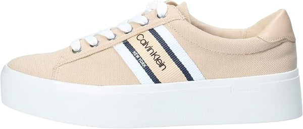 CalvinKlein Women's Lace-Up Fabric Sneakers Comfortable Shoe Suitable for All Occasions