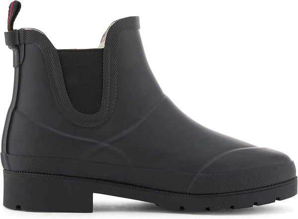 Tretorn Lina Womens Chelsea Rain Boots Black Rubber Fur Lined