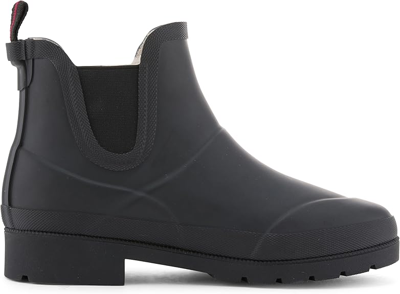 Tretorn Lina Womens Chelsea Rain Boots Black Rubber Fur Lined