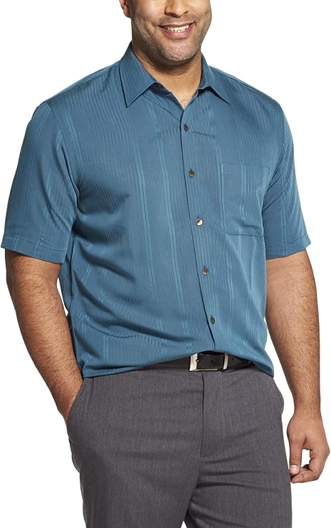 Van Heusen Men's Air Short Sleeve Button Down Poly Rayon Shirt