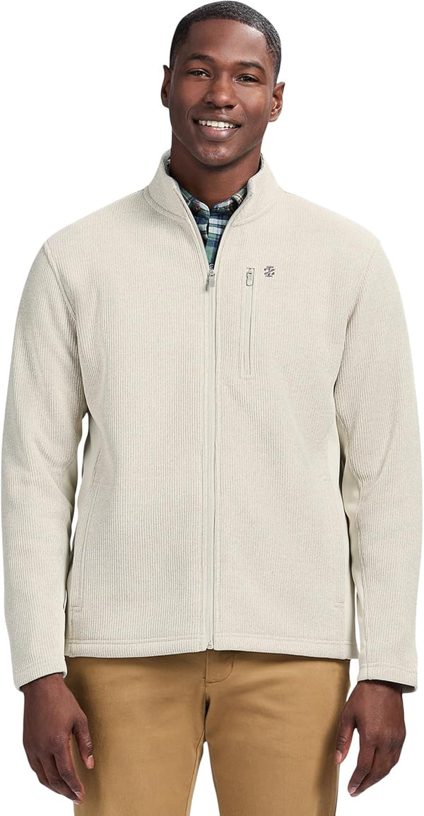 IZOD SWEATER FLEECE QUARTER ZIP - LIGHT GREY HTHR