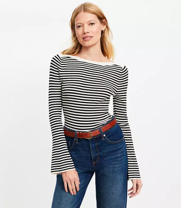 Loft Women Top Striped Knitwear Pullover