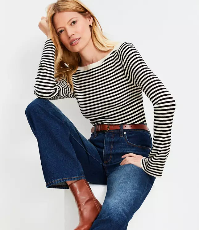 Loft Women Top Striped Knitwear Pullover