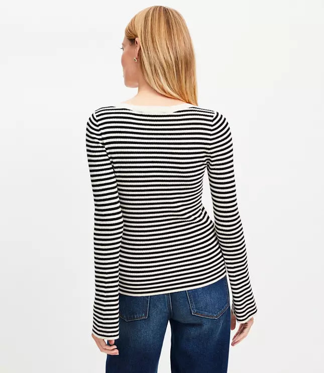 Loft Women Top Striped Knitwear Pullover