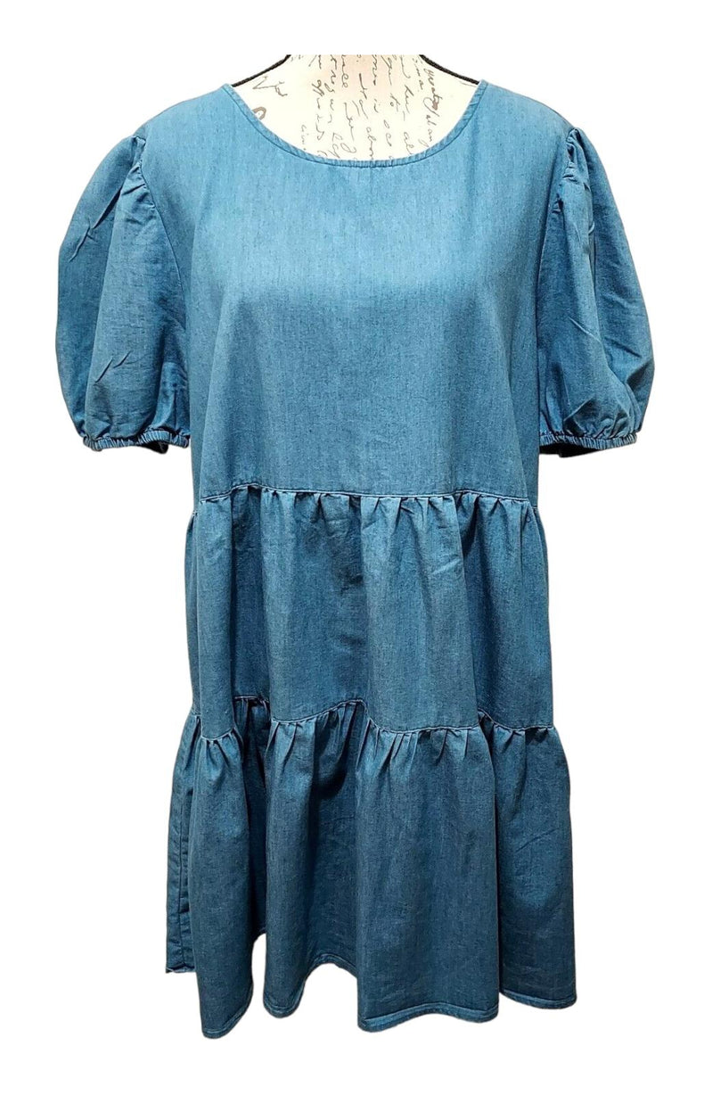 Jack + Avery Women Plus Dress Blue Chambray Cotton Poly RN# 160854