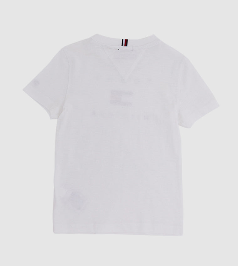 Tommy Hilfiger Short Sleeve Round Neck Logo Printed Tee-White MEN