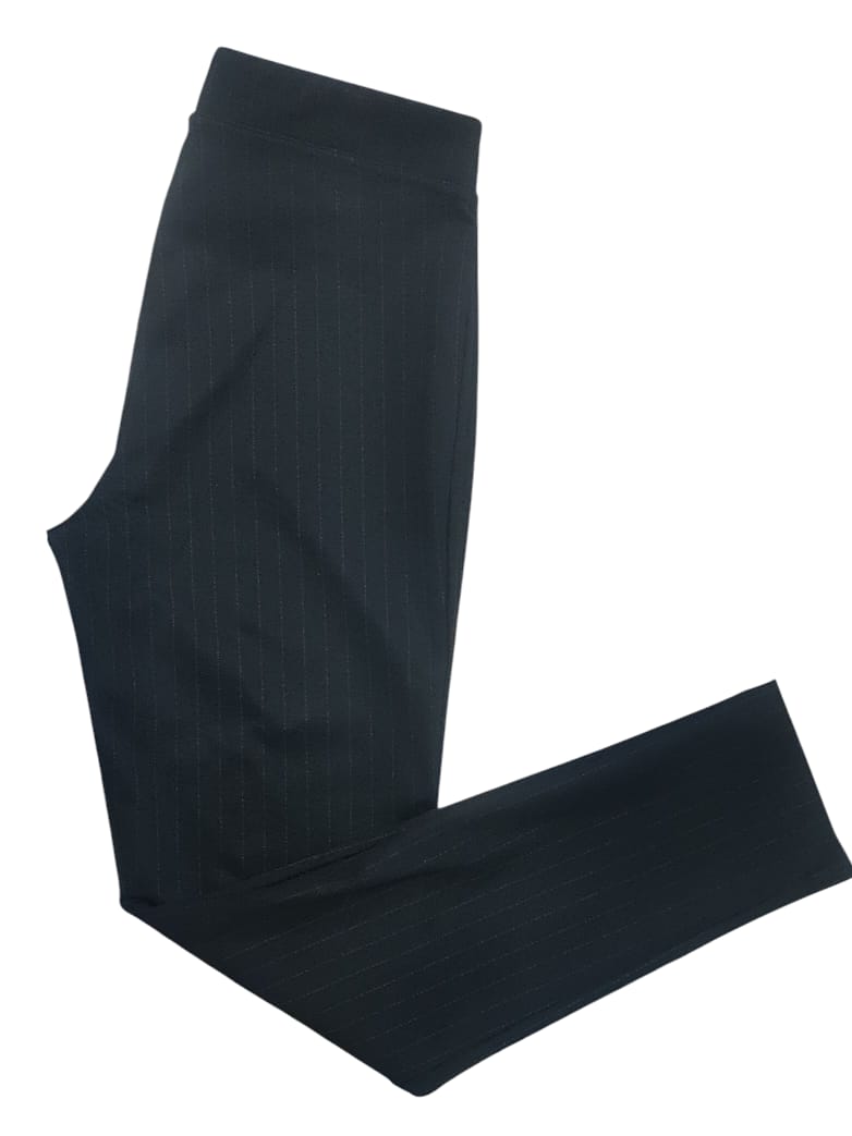 Calvin Klein Women Pinstripe Ponte Slim Fit Pull On Pant-Black/White