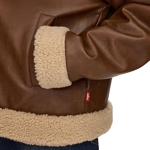Levi's Ladies' Faux Leather Trucker Moto Jacket Sherpa Lined