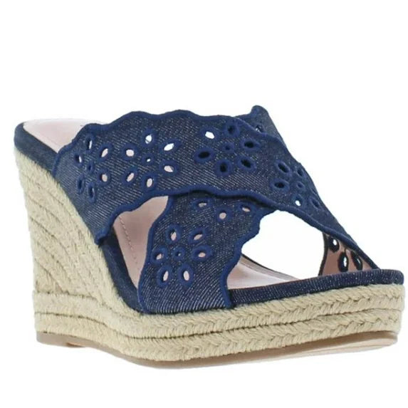 Draper James Emily Women's Wedge Shoes-Navy