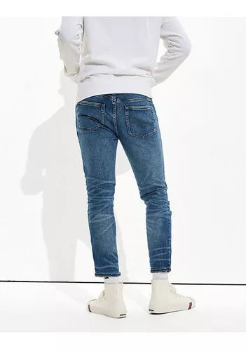 Ae Airflex+MEN  Skinny Crop Jean  With Ripped  BLUE