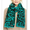 DKNY Fuzzy Animal Print Knit Scarf Green & Black