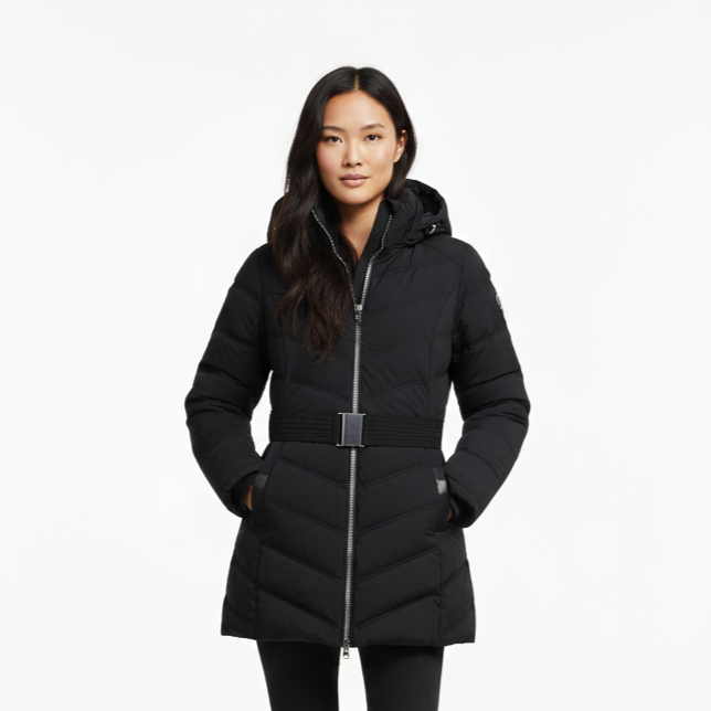 NAUTICA WOMEN'S QUILTED BELTED COAT