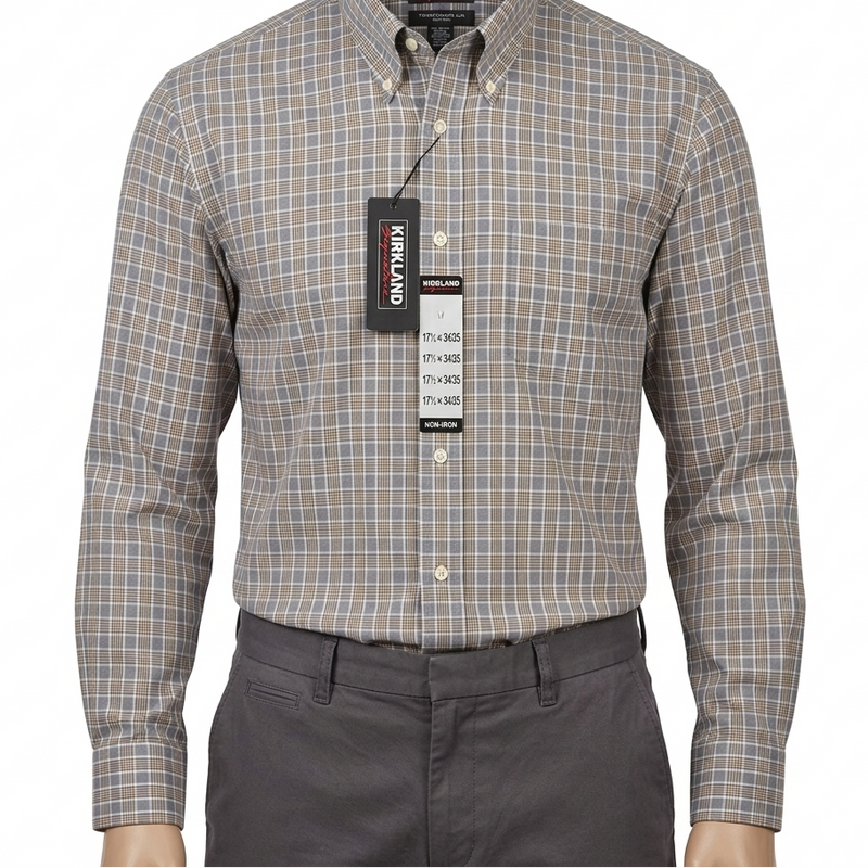 kirkland traditional fit dress shirt Kirkland Signature Men's Traditional Fit Long Sleeve Shirt 15.5x34/35,  White01