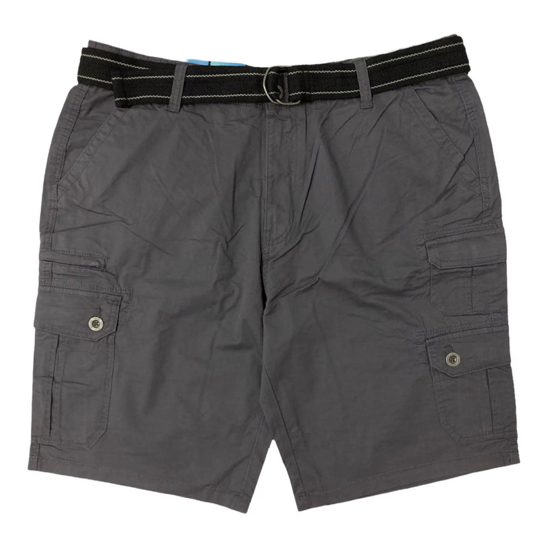 IRON CO Mens Belted Twill Cargo SHORTS