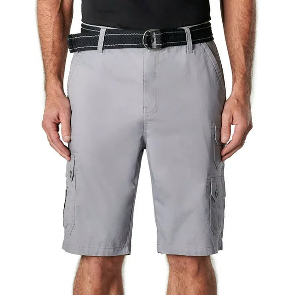 IRON CO Mens Belted Twill Cargo SHORTS