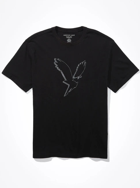 American Eagle Cotton Regular Fit Printed MEN T-Shirt Black