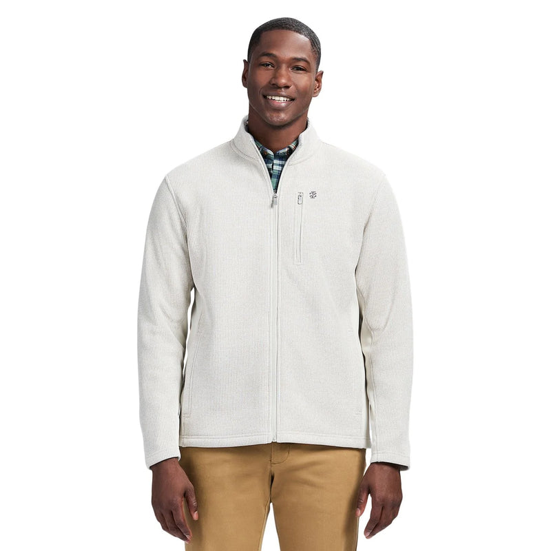 IZOD SWEATER FLEECE QUARTER ZIP - LIGHT GREY HTHR