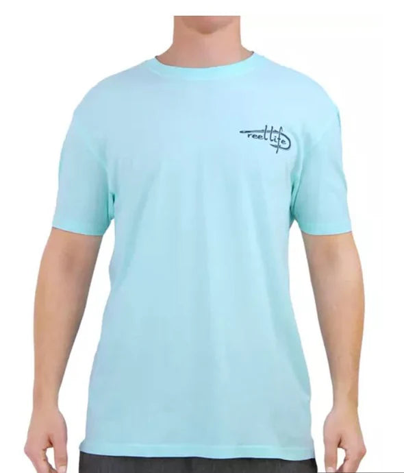 Reel Life Ocean Fishing Wave Logo Short Sleeve Shirt Men's