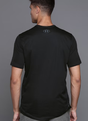 UNDER ARMOUR Men Black Coolswitch SS Brand Logo Printed Training or Gym T-shirt