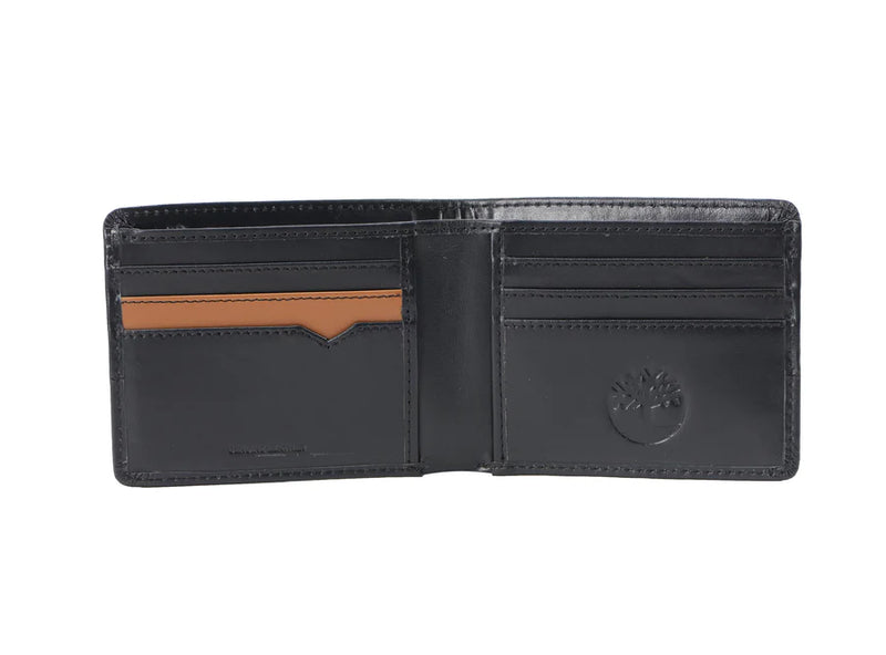 TIMBERLAND MEN'S LEATHER BIFOLD WALLET (BLACK)