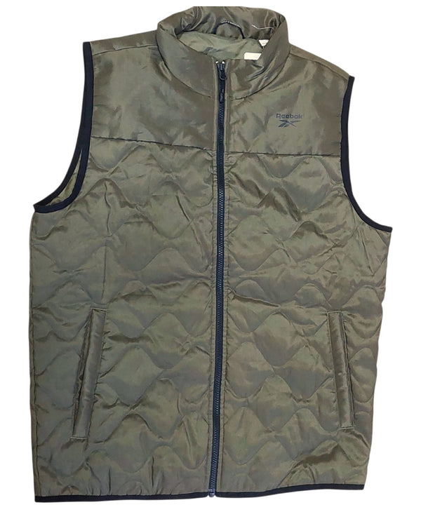 REEBOK Quilted Sleeveless Jacket with Brand Logo OLIVE