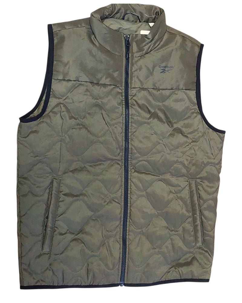 REEBOK Quilted Sleeveless Jacket with Brand Logo OLIVE