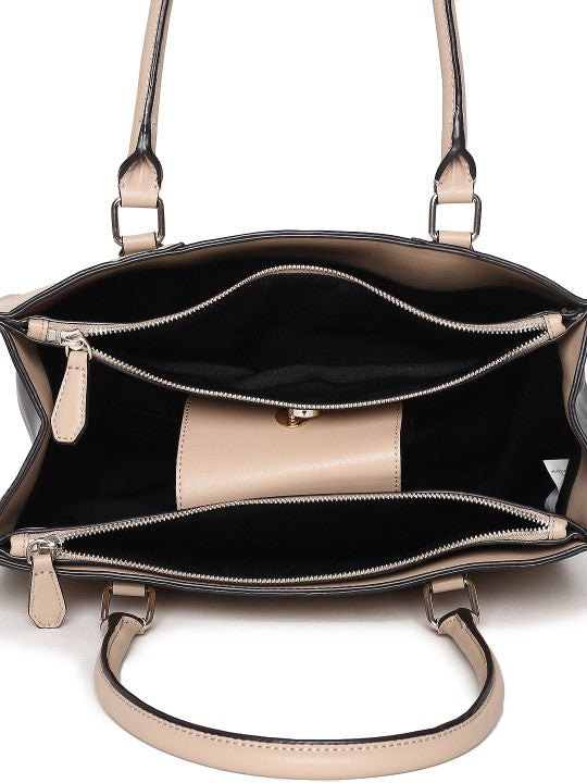 Steve Madden Peach-Coloured & Black Colourblocked Shoulder Bag