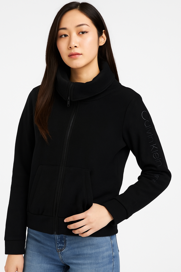 Calvin Klein Tech Fleece Black zipper long sleeved sweatshirt jacket