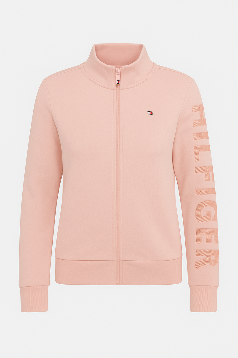 Tommy Hilfiger Women’s Embossed Sleeve Full-Zip Jacket – Soft Blush Pink