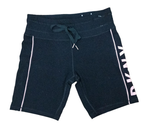 DKNY Womens Black Rosewater Side Logo Drawstring Mid Rise Bike Shorts