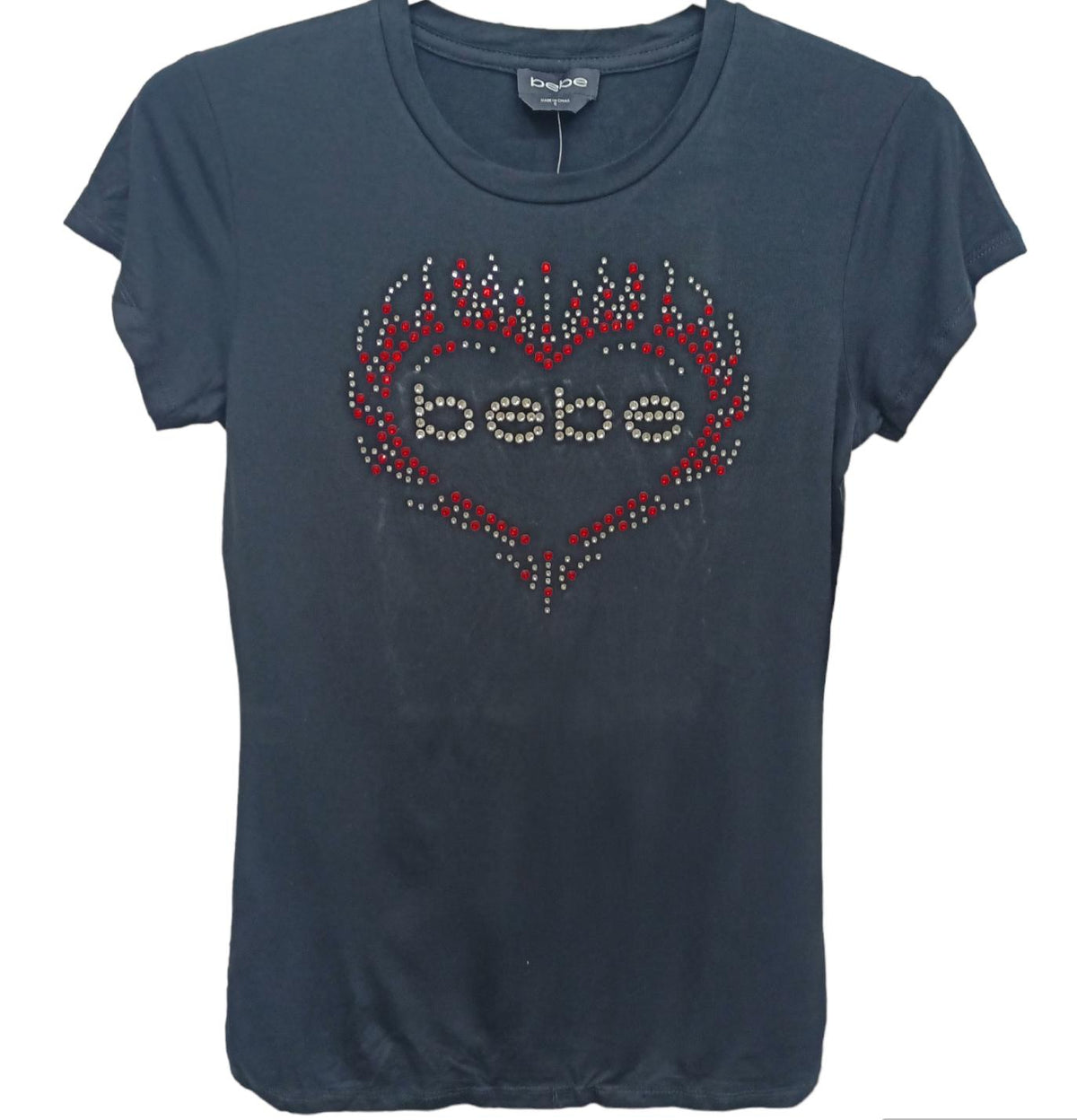 Tシャツ・カットソー [EMIS] 25HS HEART RHINESTONE T-SHIRT SANDRO Rhinestone Heart T-Shirt in Black | endource