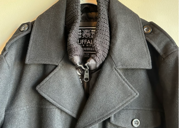 Buffalo David Bitton Black Wool Blend Insulated Pea Coat Jacket