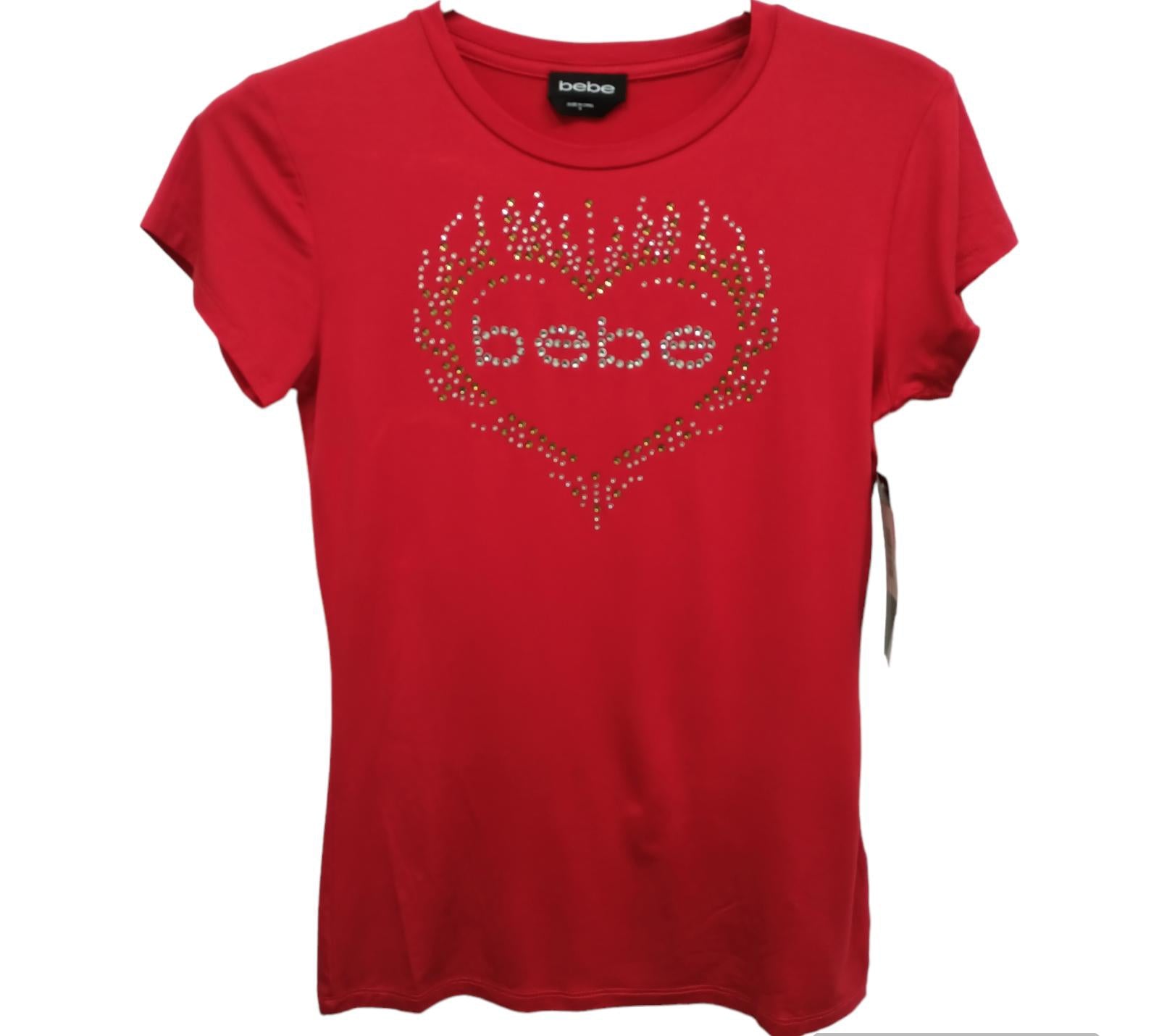 【emis】25HS新作★HEART RHINESTONE T-SHIRT Rhinestone T-Shirt for Women - Black, Short Sleeve, Crewneck
