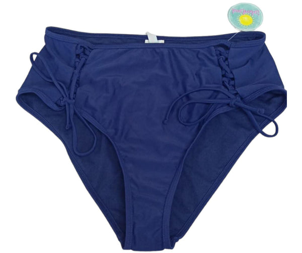 Island Soul Curves Bikini Tankini Bottom Lace Up Sides Stretch Deep Navy