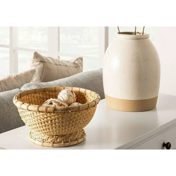 Threshold designed with Studio McGee Set of 2 Round Bamboo Woven Bowl Natural 5" x 10" -