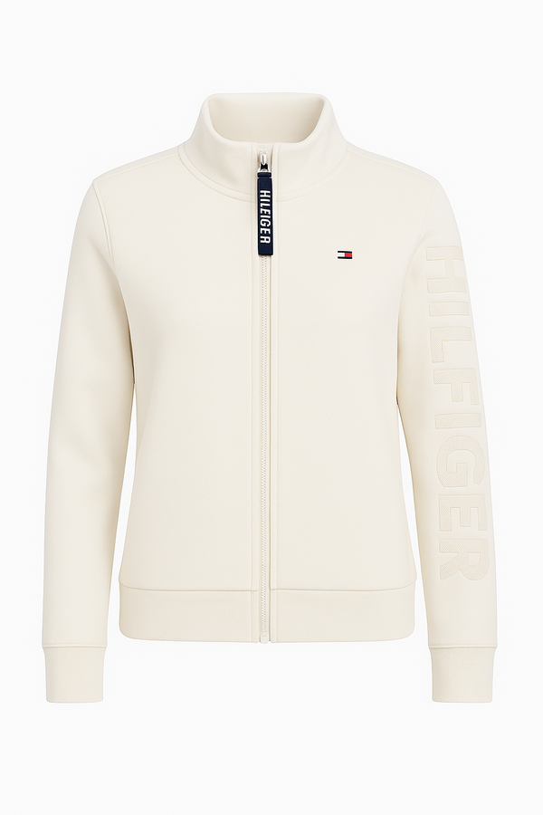 Tommy Hilfiger Women’s Embossed Sleeve Full-Zip Jacket – Soft Blush Pink