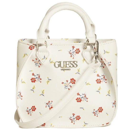 Guess Small White Floral Shoulder Bag