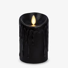 Black Wax Drip Flameless Candle Pillar