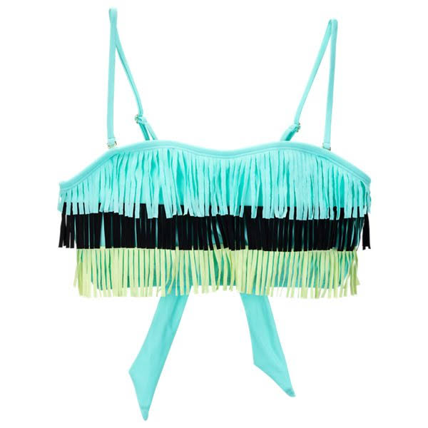 ISLAND Soul Tassel Fringe Bandeau Padded Blue Black Green Bikini Top