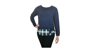 Izod Woman’s 2-Fer Sweatshirt Tie Front .NAVY
