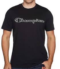 Champion Men’s Black T Shirt Short Sleeve 3-D Logo