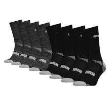 PUMA Men’s Crew Sock 8-pair, Black & Dark Gray